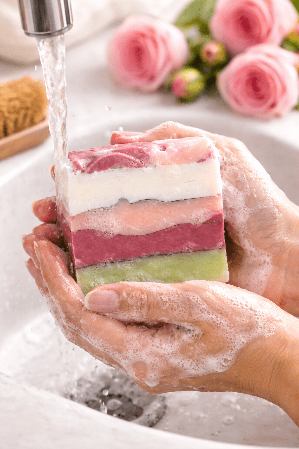 Rose Garden Handmade Soap | Natural Floral Bath Bar – Body Soap on Brown Living™. SKU: SN-CP-RG-120. Img 2.