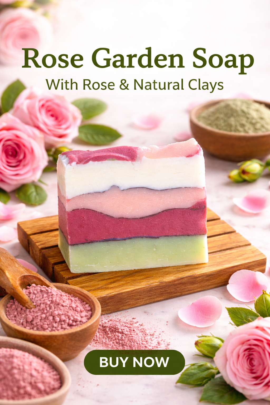 Rose Garden Handmade Soap | Natural Floral Bath Bar – Body Soap on Brown Living™. SKU: SN-CP-RG-120. Img 1.