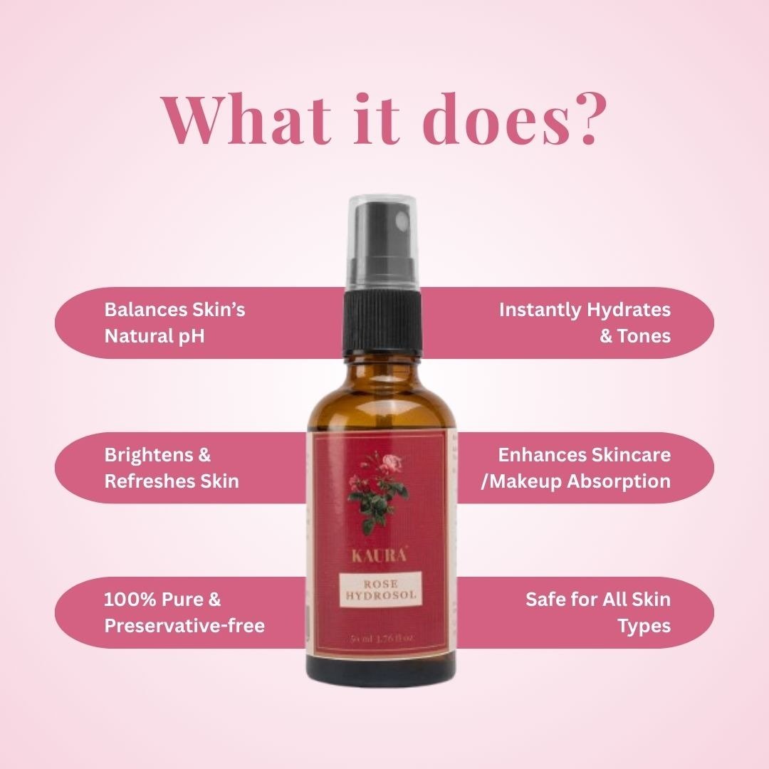 Rose Hydrosol Mist for Hydration & Skin Balance | Toner | 50ml – Face Toner by Kaura available on Brown Living™. . SKU: KI343. Img 3.