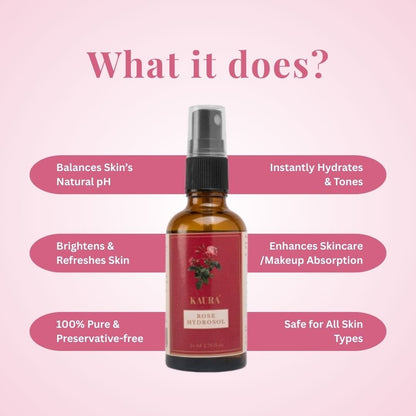 Rose Hydrosol Mist for Hydration & Skin Balance | Toner | 50ml – Face Toner by Kaura available on Brown Living™. . SKU: KI343. Img 3.