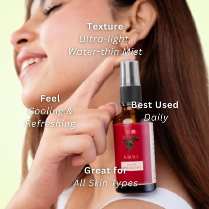 Rose Hydrosol Mist for Hydration & Skin Balance | Toner | 50ml – Face Toner by Kaura available on Brown Living™. . SKU: KI343. Img 4.