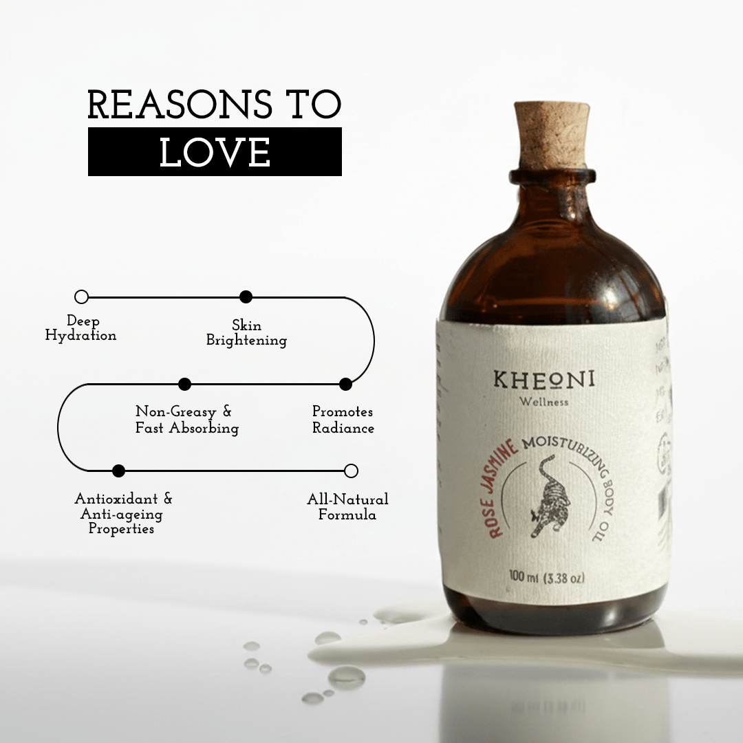 Rose Jasmine Moisturizing Body Oil - 100 ml – Body Oil on Brown Living™. SKU: FFBORJ10L. Img 2.