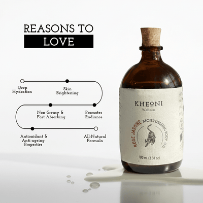 Rose Jasmine Moisturizing Body Oil - 100 ml – Body Oil on Brown Living™. SKU: FFBORJ10L. Img 2.