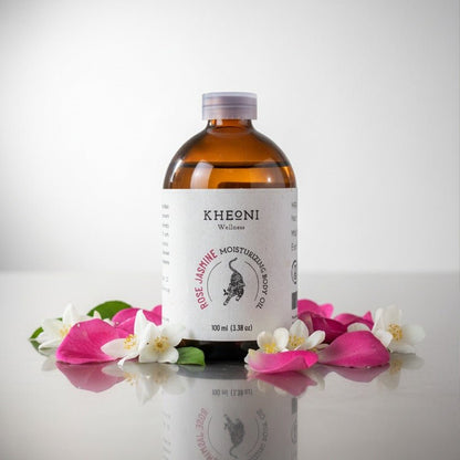 Rose Jasmine Moisturizing Body Oil - 100 ml – Body Oil on Brown Living™. SKU: FFBORJ10L. Img 10.