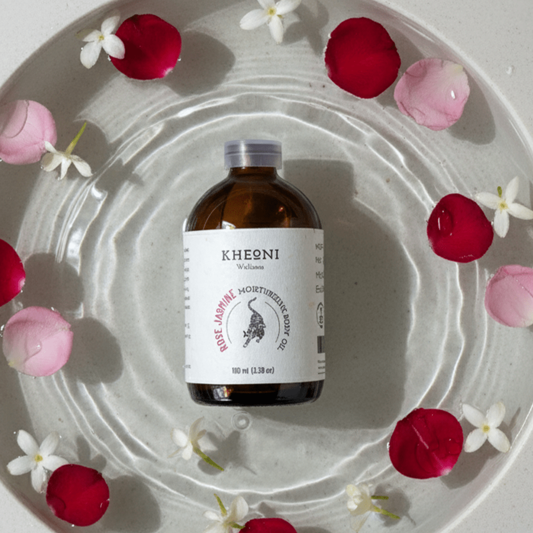 Rose Jasmine Moisturizing Body Oil – Hydrating Natural Body Care – Body Oil on Brown Living™. SKU: FFBORJ10L. Img 4.