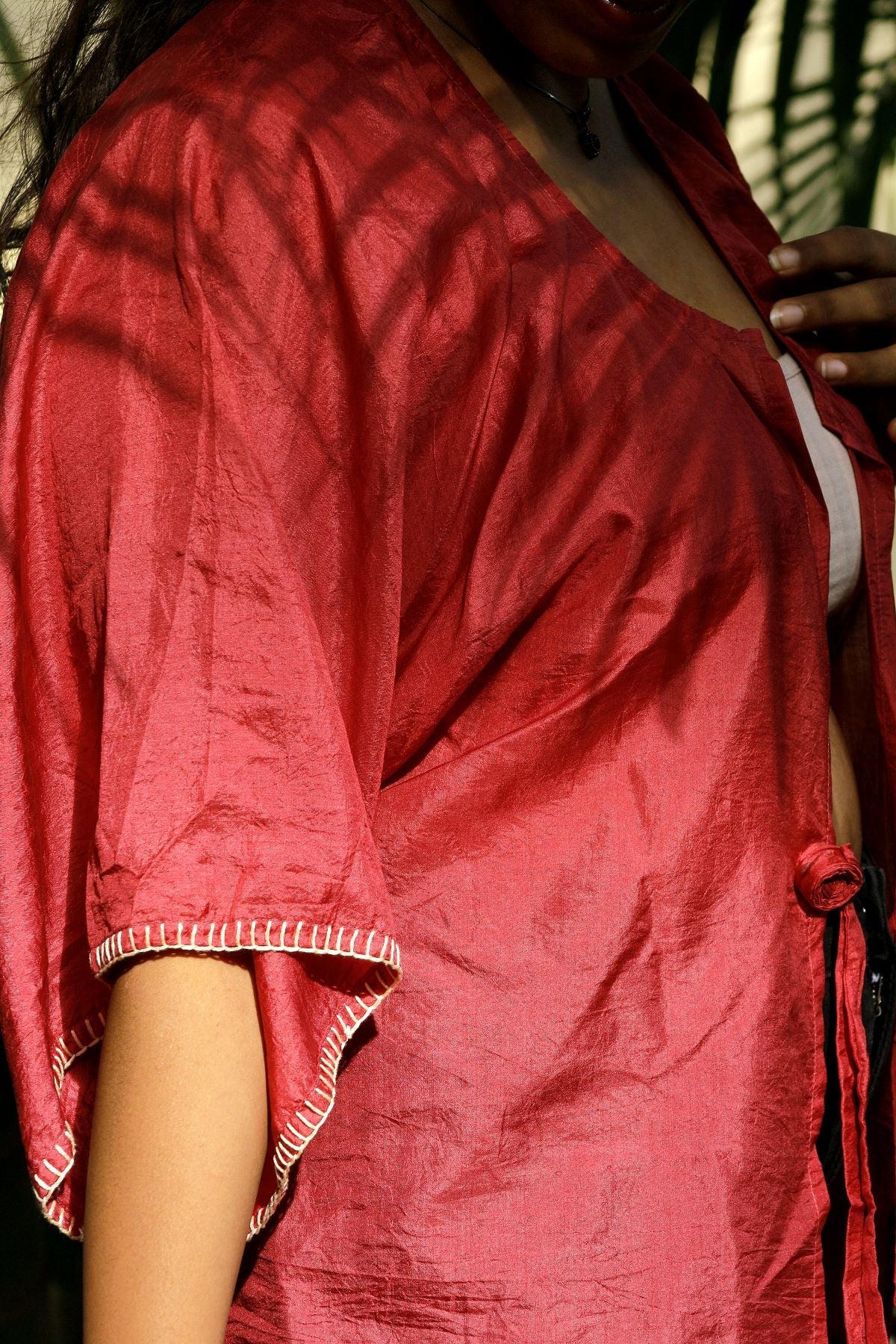 Rose Kimono | Elegant & Flowy Layer for Women in Mulberry Silk – Womens Blouse on Brown Living™. SKU: RK04. Img 4.