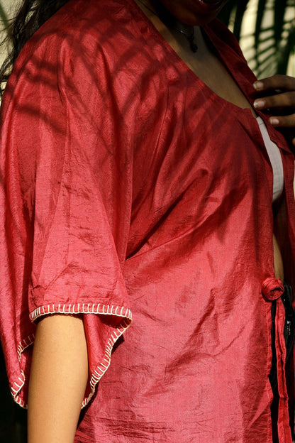 Rose Kimono | Elegant & Flowy Layer for Women in Mulberry Silk – Womens Blouse on Brown Living™. SKU: RK04. Img 4.