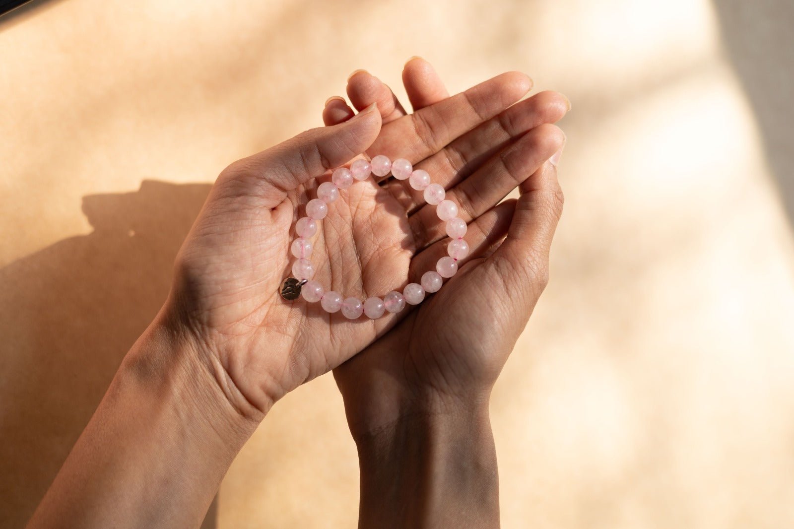 Rose Quartz Bracelet | Handmade Healing Crystal Jewelry – Womens Bracelets by Rā The Studio available on Brown Living™. . SKU: RA - BR - RQ - 01. Img 1.