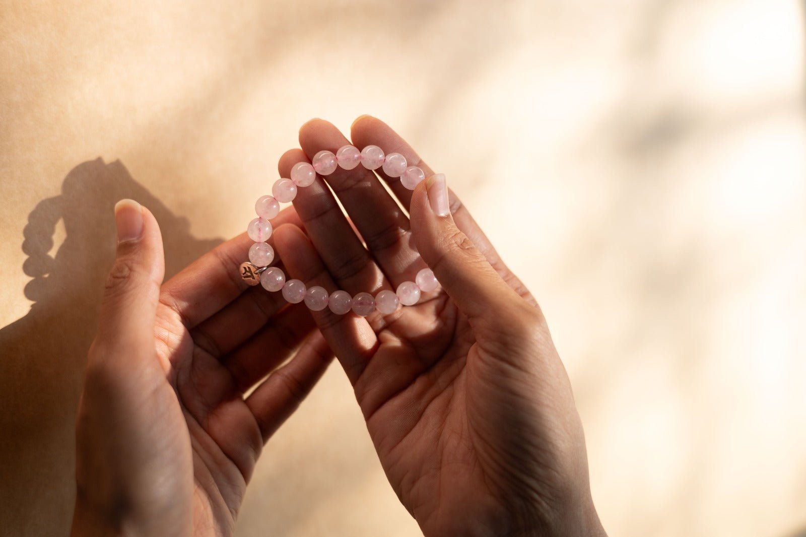 Rose Quartz Bracelet | Handmade Healing Crystal Jewelry – Womens Bracelets by Rā The Studio available on Brown Living™. . SKU: RA - BR - RQ - 01. Img 4.