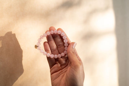 Rose Quartz Bracelet | Handmade Healing Crystal Jewelry – Womens Bracelets by Rā The Studio available on Brown Living™. . SKU: RA - BR - RQ - 01. Img 3.