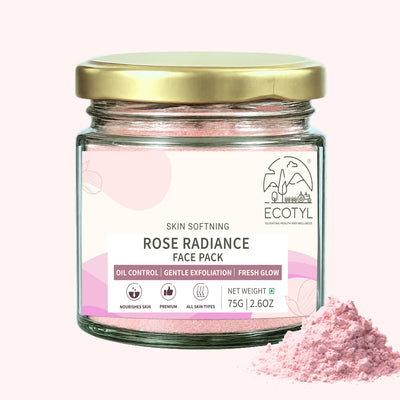 Rose Radiance Face Pack | Skin Glow & Brightening | 75g – Face Pack on Brown Living™. SKU: ECOTYL00067. Img 1.