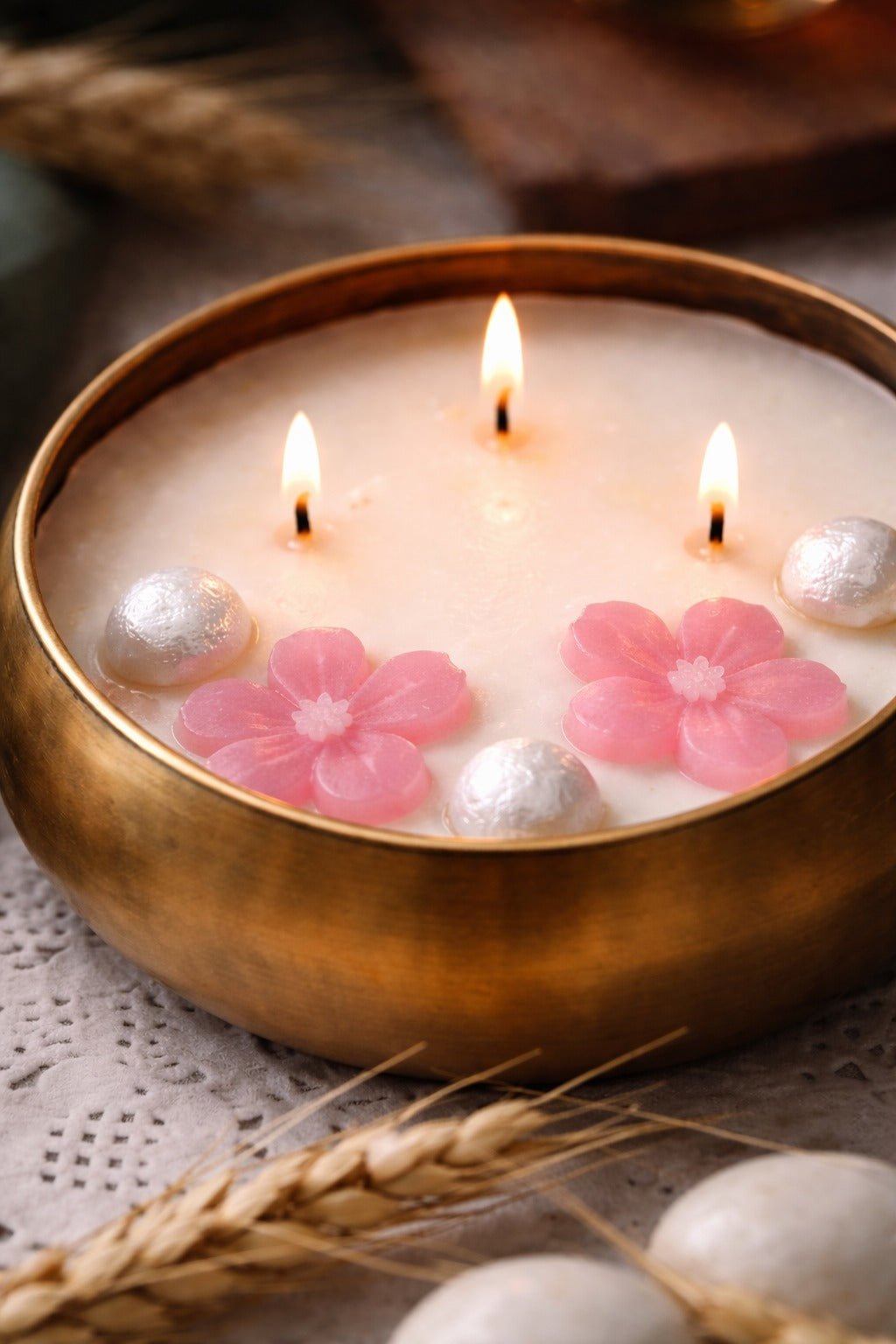 Rose Scented Floral Urli Candle – Elegant Home Fragrance Decor – Candles & Fragrances on Brown Living™. SKU: SN2587. Img 5.