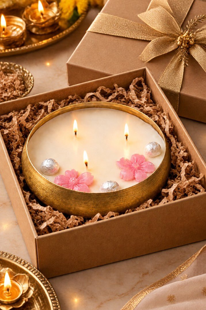 Rose Scented Floral Urli Candle – Elegant Home Fragrance Decor – Candles & Fragrances on Brown Living™. SKU: SN2587. Img 6.