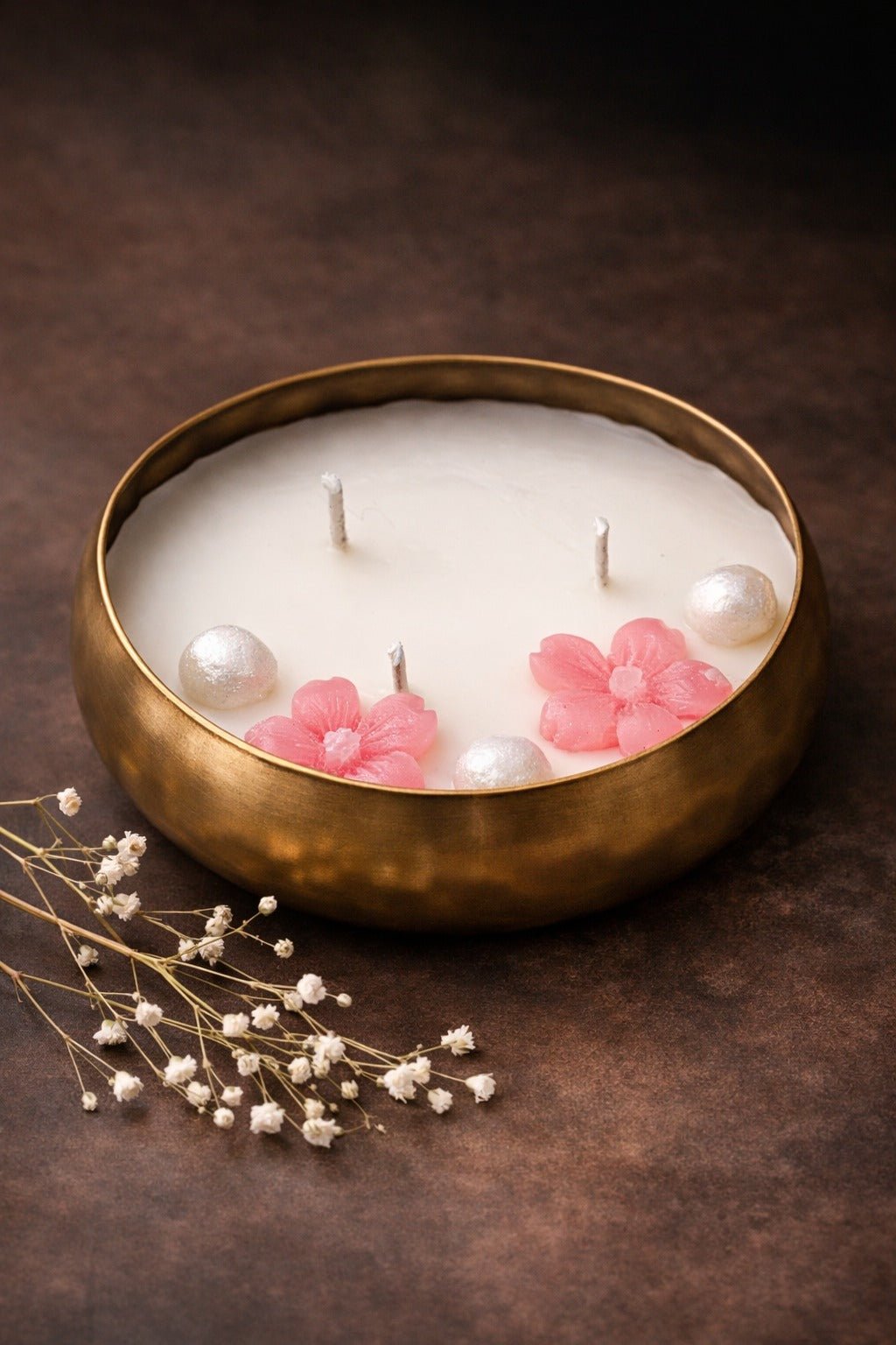 Rose Scented Floral Urli Candle – Elegant Home Fragrance Decor – Candles & Fragrances on Brown Living™. SKU: SN2587. Img 3.