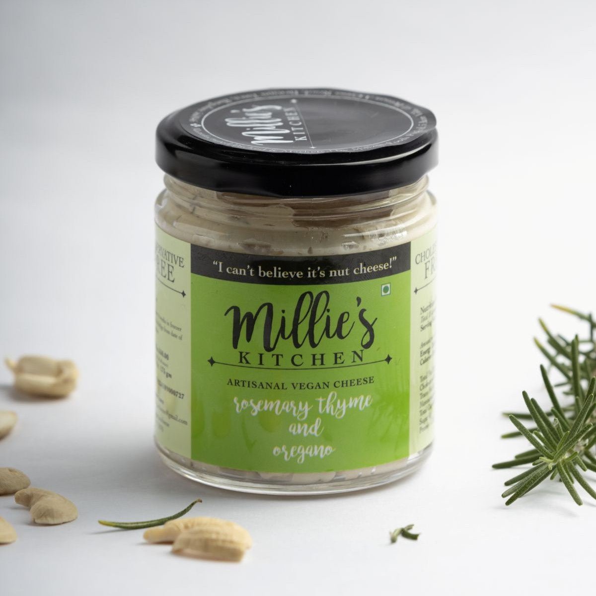Rosemary Thyme & Oregano – Herbaceous Fermented Cashew Cheese Spread – Jams & Spreads on Brown Living™. SKU: SC03RTO. Img 1.