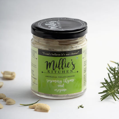 Rosemary Thyme & Oregano – Herbaceous Fermented Cashew Cheese Spread – Jams & Spreads on Brown Living™. SKU: SC03RTO. Img 1.