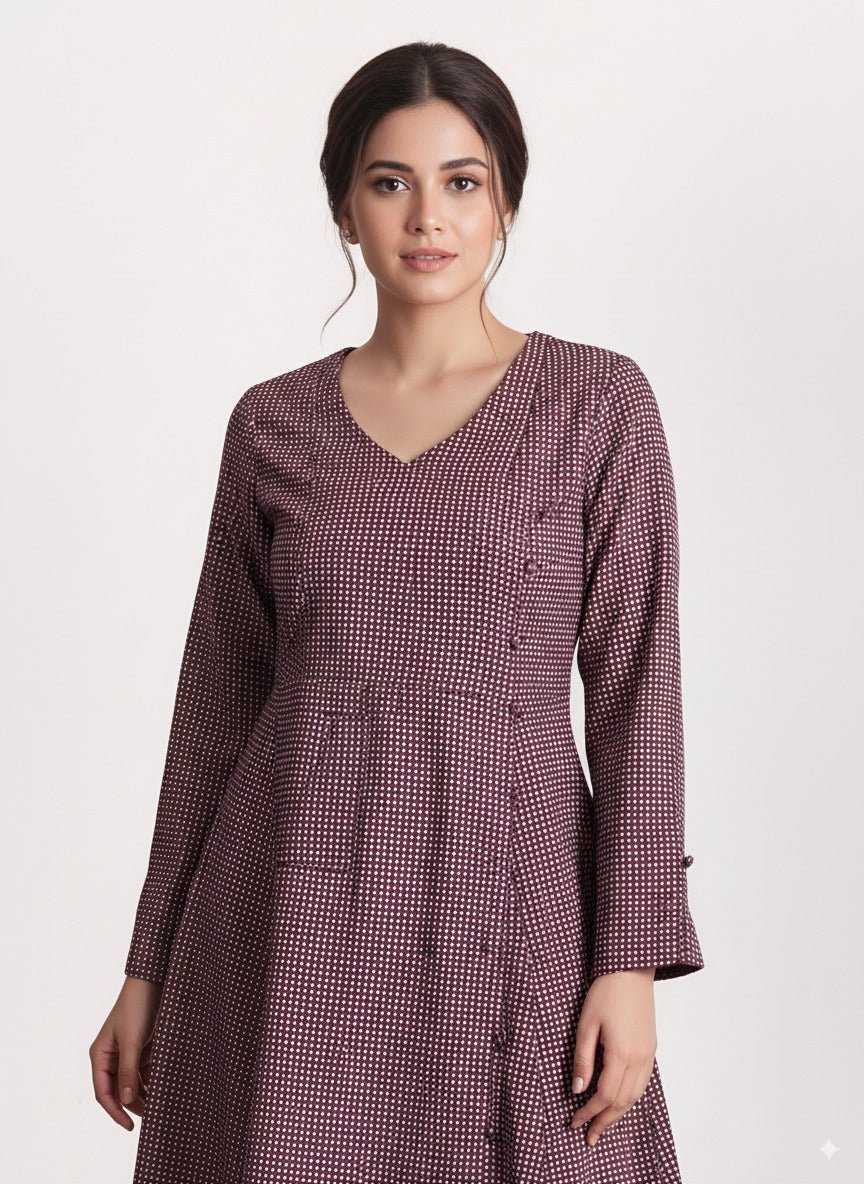 Rosewood Bindu Dress – Elegant Ethnic & Casual Wear for Women – Womens Dress on Brown Living™. SKU: KD09017. Img 2.