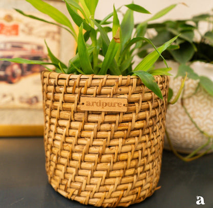 Round Cane Planter | Handcrafted Natural Cane Pot for Home Décor – Pots & Planters on Brown Living™. SKU: 902RP6. Img 3.