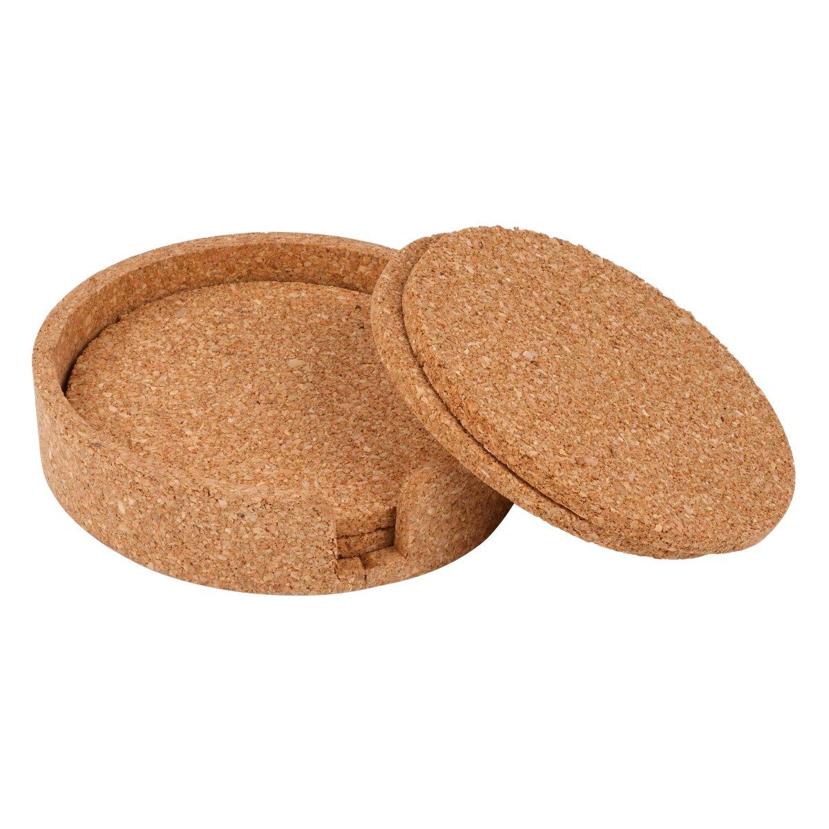 Round Cork Coaster Set Set Of 4 Coasters With Case – Coasters by The Cork Studio available on Brown Living™. . SKU: TCS - 12. Img 1.