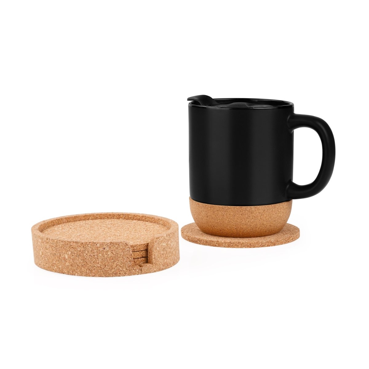 Round Cork Coaster Set Set Of 4 Coasters With Case – Coasters by The Cork Studio available on Brown Living™. . SKU: TCS - 12. Img 2.