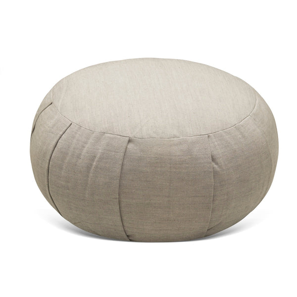 Round Zafu Meditation and Yoga Cushion - Filled with Cotton - Light Grey | Verified Sustainable by Brown Living™