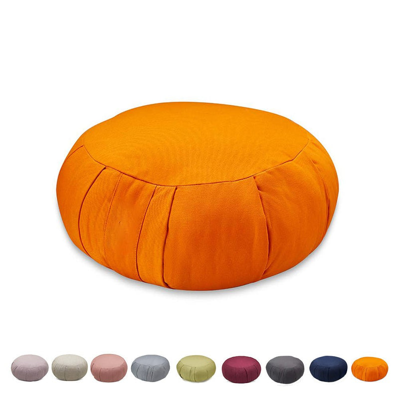 Round Zafu Meditation and Yoga Cushion - Filled with Cotton - Orange | Verified Sustainable by Brown Living™