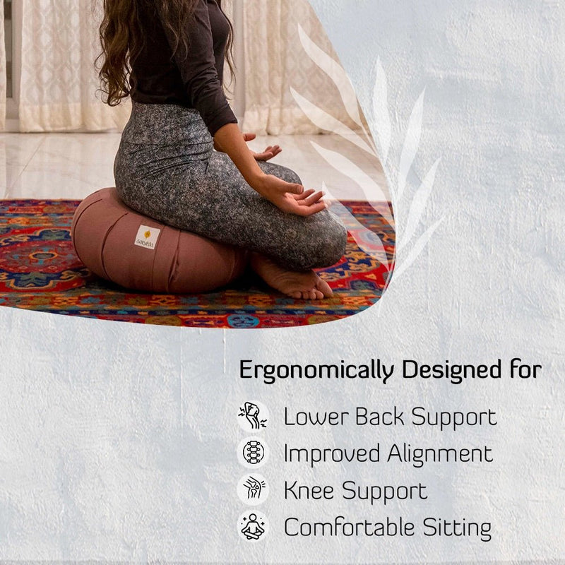 Round Zafu Meditation and Yoga Cushion - Filled with Cotton - Rose | Verified Sustainable Yoga Pillow on Brown Living™