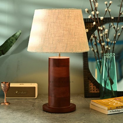 Rounded Twist Night Lamp | Handcrafted Mango Wood Table Lamp | Verified Sustainable by Brown Living™