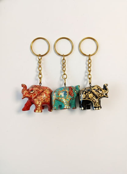 Royal Elephant Key Accessory - Handpainted Wooden Keychain – Stationary on Brown Living™. SKU: KPJKKCSMEPMC01. Img 3.