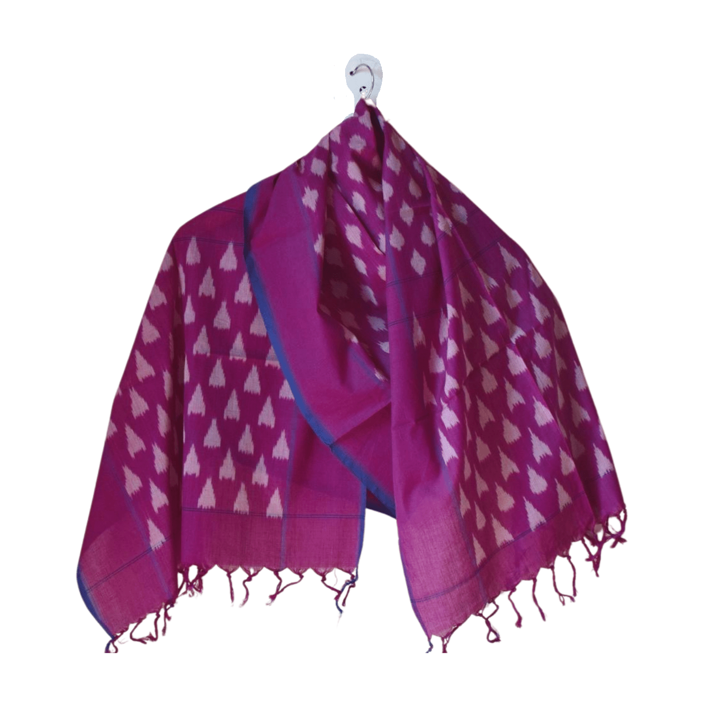 Roza Stole in Pochampalli Ikat | Handwoven Ikat Cotton Stole – Womens Scarf on Brown Living™. SKU: EKL_01. Img 5.