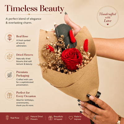 Ruby Romance Rose Bouquet | Red Floral Decorative Arrangement – Vases on Brown Living™. SKU: V-407. Img 4.