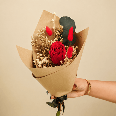 Ruby Romance Rose Bouquet | Red Floral Decorative Arrangement – Vases on Brown Living™. SKU: V-407. Img 1.