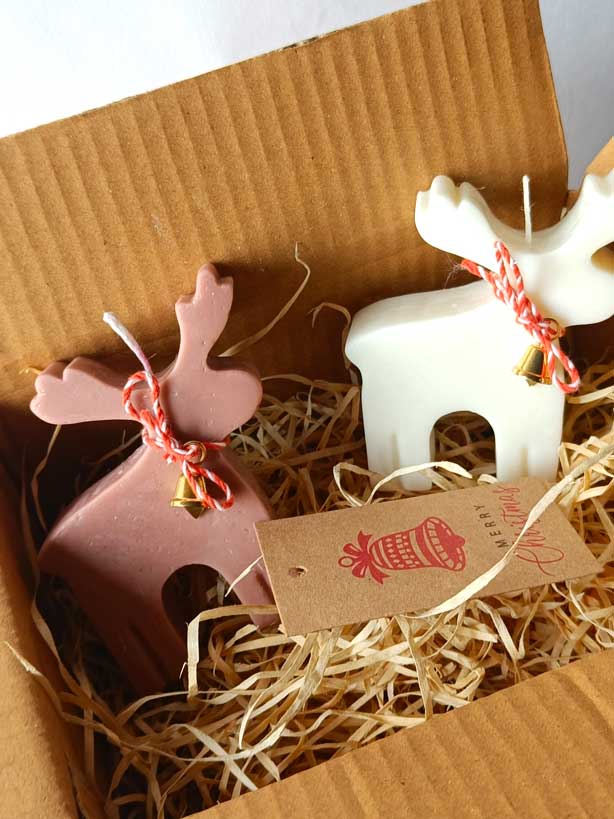 Rudolph The Reindeer Christmas Gift Set of 2 – Festive Holiday Decor – Candles & Fragrances on Brown Living™. SKU: RTR081_N. Img 1.