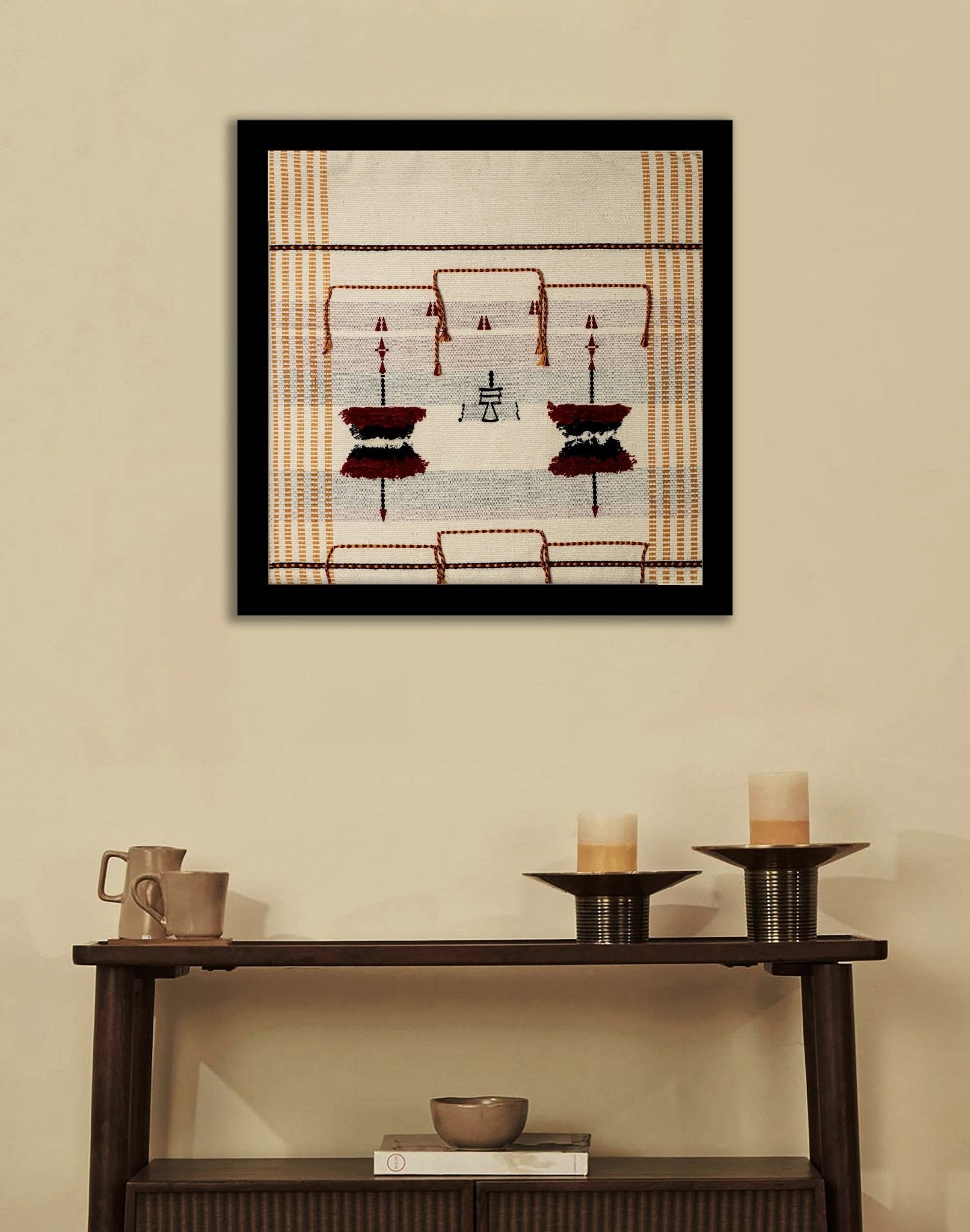 Rungu Fabric Wall Art – 15 x 17 Inches | Handcrafted Textile - Unframed – Wall Decor on Brown Living™. SKU: UD00000209. Img 1.