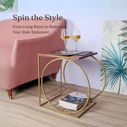 Running Wheel Accent Wooden Table | Verified Sustainable by Brown Living™