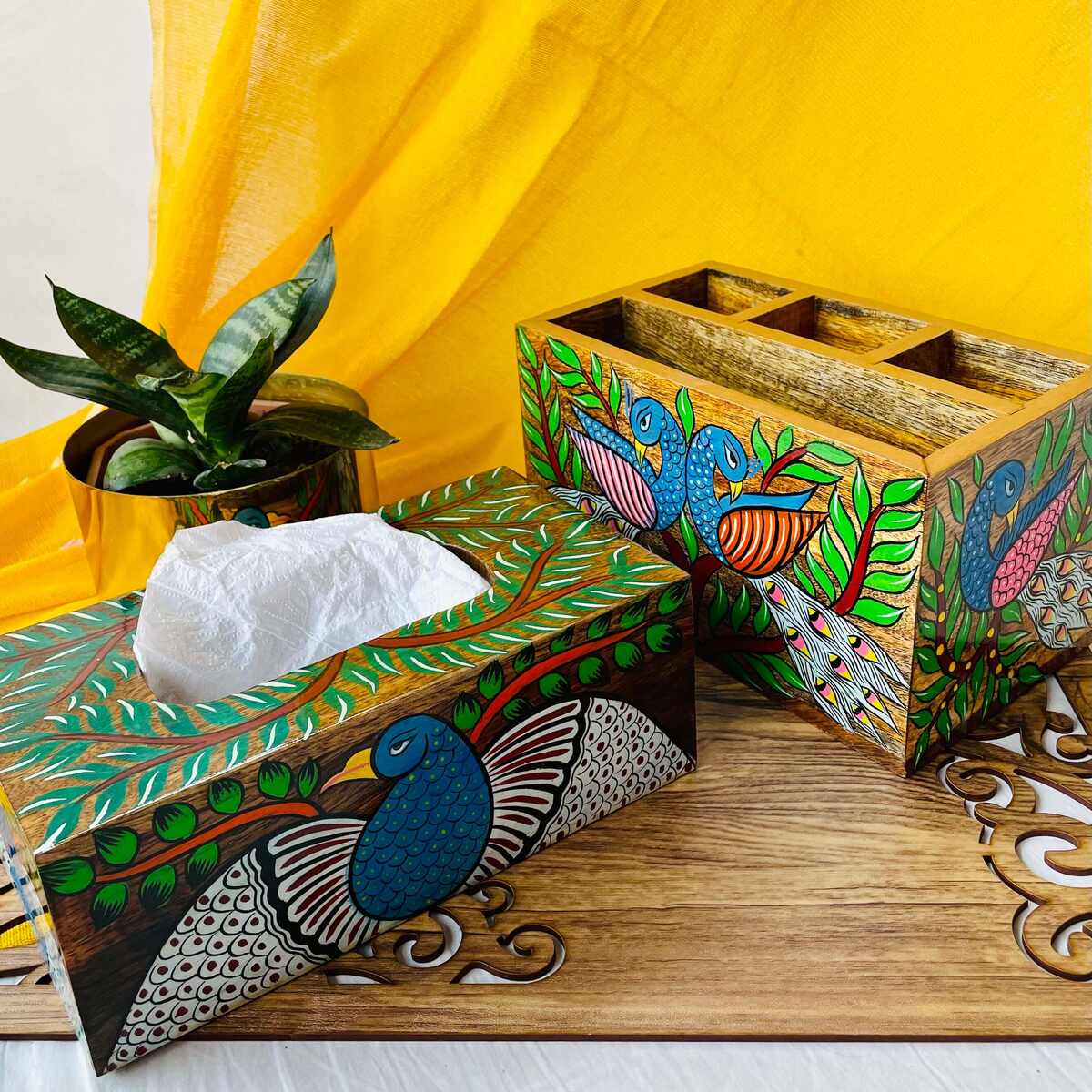 Rupshi Hamper - Hancrafted Multipurpose Holder and Tissue Box | Verified Sustainable by Brown Living™