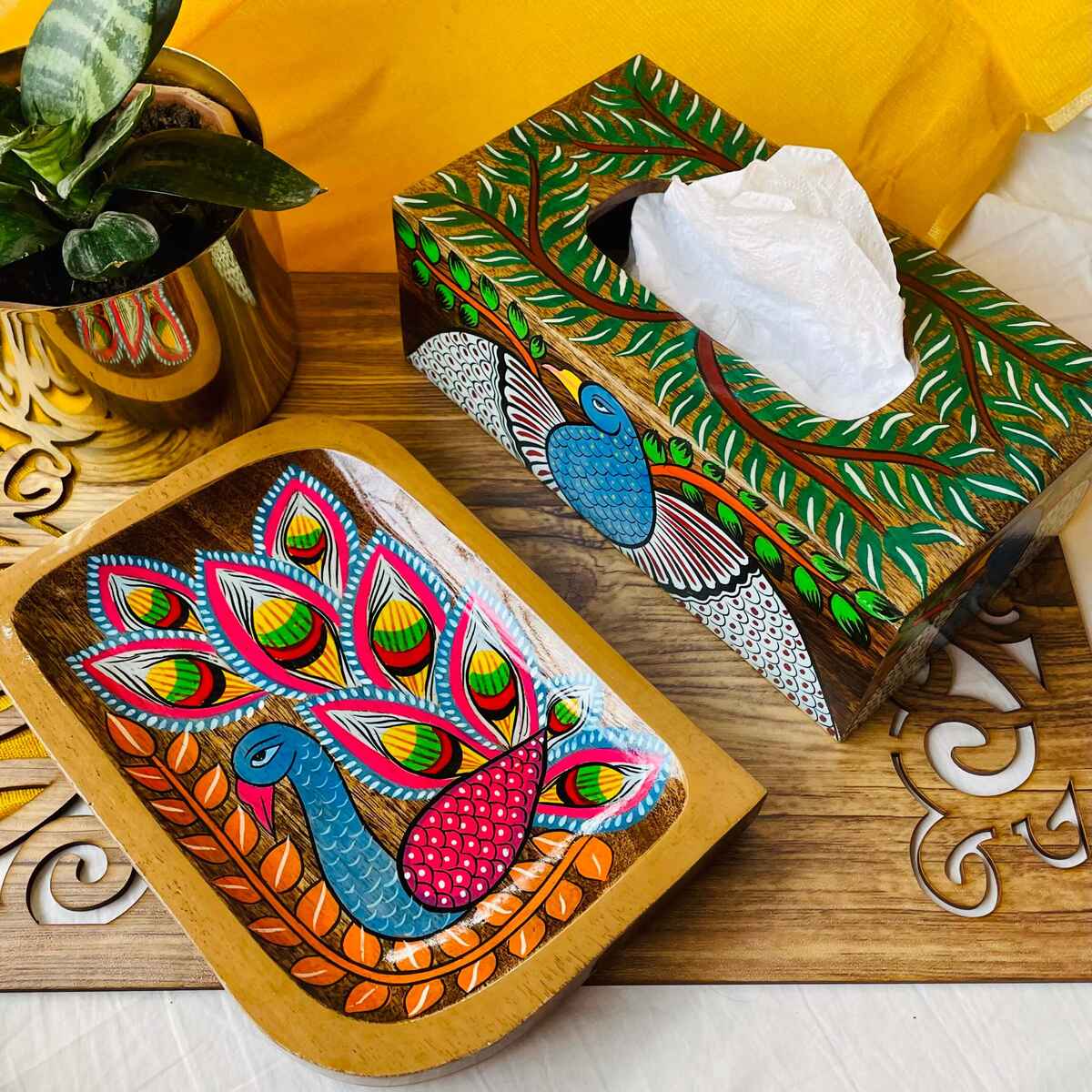 Rupshi Hamper - Handcrafted Platter and Maya Tissue Box | Verified Sustainable by Brown Living™