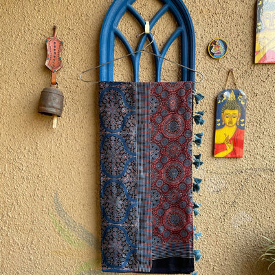 Rust Ajrakh silk dupatta – Womens Dupatta on Brown Living™. SKU: K737. Img 6.