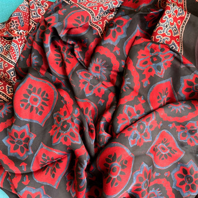 Rust Ajrakh silk dupatta – Womens Dupatta on Brown Living™. SKU: K737. Img 18.