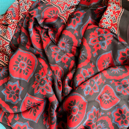 Rust Ajrakh silk dupatta – by Forsarees available on Brown Living™. . SKU: K737. Img 18.