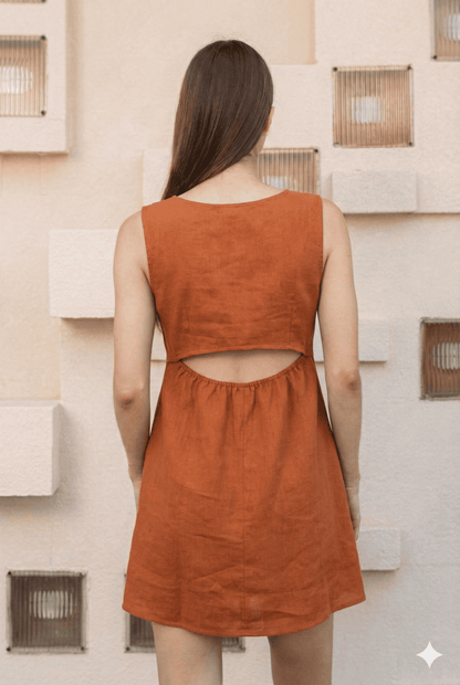 Rust Orange Kala Cotton Blair 2 Dress for Women – Womens Dress on Brown Living™. SKU: BL_HOA65. Img 1.