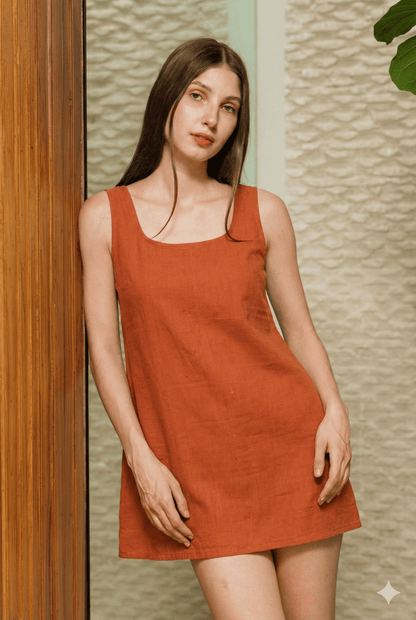 Rust Orange Kala Cotton Blair 2 Dress for Women – Womens Dress on Brown Living™. SKU: BL_HOA65. Img 2.