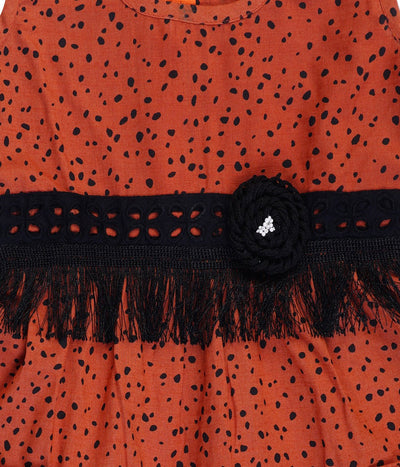 Rust Tiered Party Dress For Girls | Regular Fit Festive Wear – Kids Daywear Sets on Brown Living™. SKU: PG169_1. Img 5.