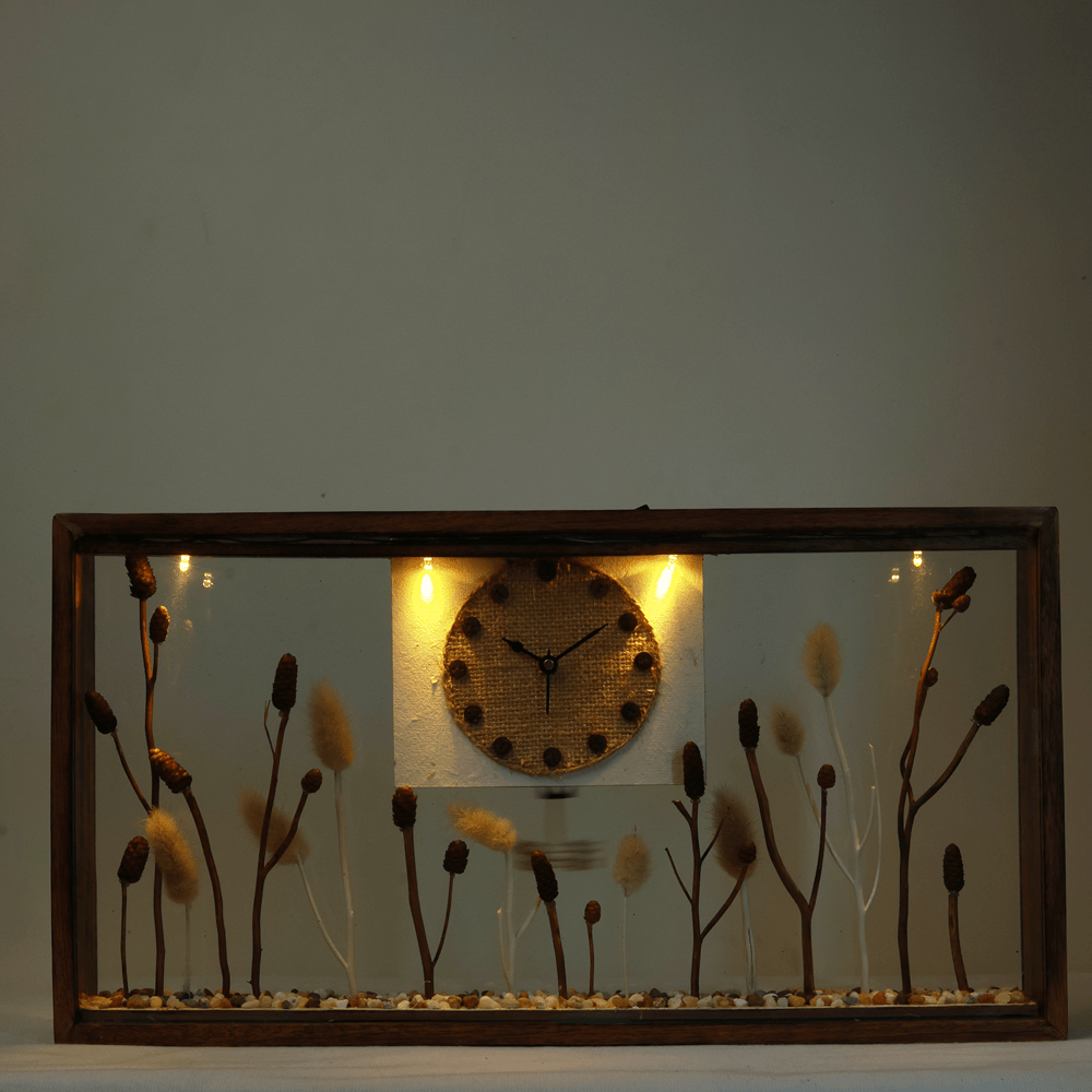 Rustic Harvest Natural Wood Clock | Handcrafted Desk Oragniser Clock – Home Decor on Brown Living™. SKU: CL-RH. Img 4.