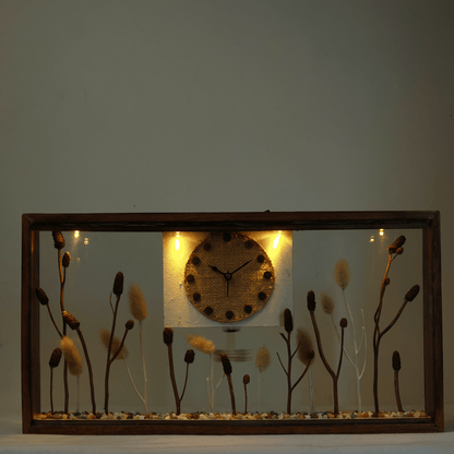 Rustic Harvest Natural Wood Clock | Handcrafted Desk Oragniser Clock – Home Decor on Brown Living™. SKU: CL-RH. Img 4.