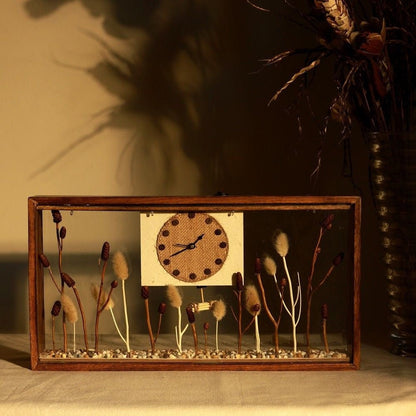 Rustic Harvest Natural Wood Clock | Handcrafted Desk Oragniser Clock – Home Decor on Brown Living™. SKU: CL-RH. Img 1.