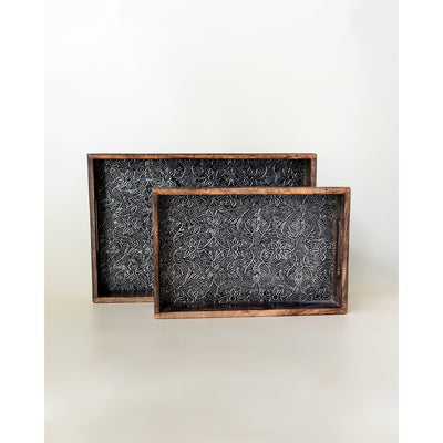 Rustic Mango Wood Tray Set of 2 | Handcrafted Serving & Decor Trays – Trays & Platters on Brown Living™. SKU: ANTRMTHKGB. Img 1.