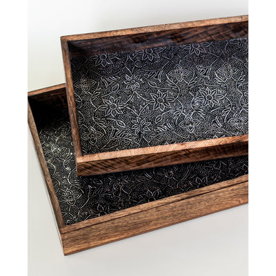 Rustic Mango Wood Tray Set of 2 | Handcrafted Serving & Decor Trays – Trays & Platters on Brown Living™. SKU: ANTRMTHKGB. Img 4.