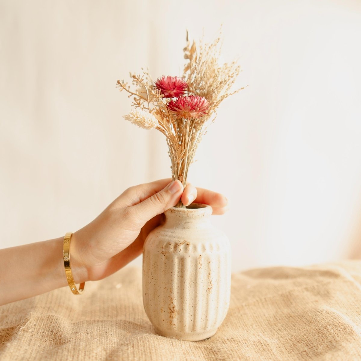 Rustic Pottery Family - Handmade Vase Set of 3 – Home Decor by ArteCasa available on Brown Living™. . SKU: V - 353. Img 4.