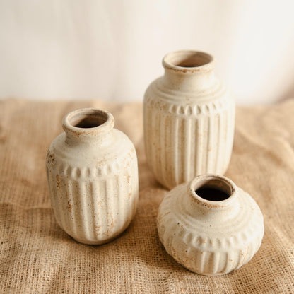 Rustic Pottery Family - Handmade Vase Set of 3 – Home Decor by ArteCasa available on Brown Living™. . SKU: V - 353. Img 6.